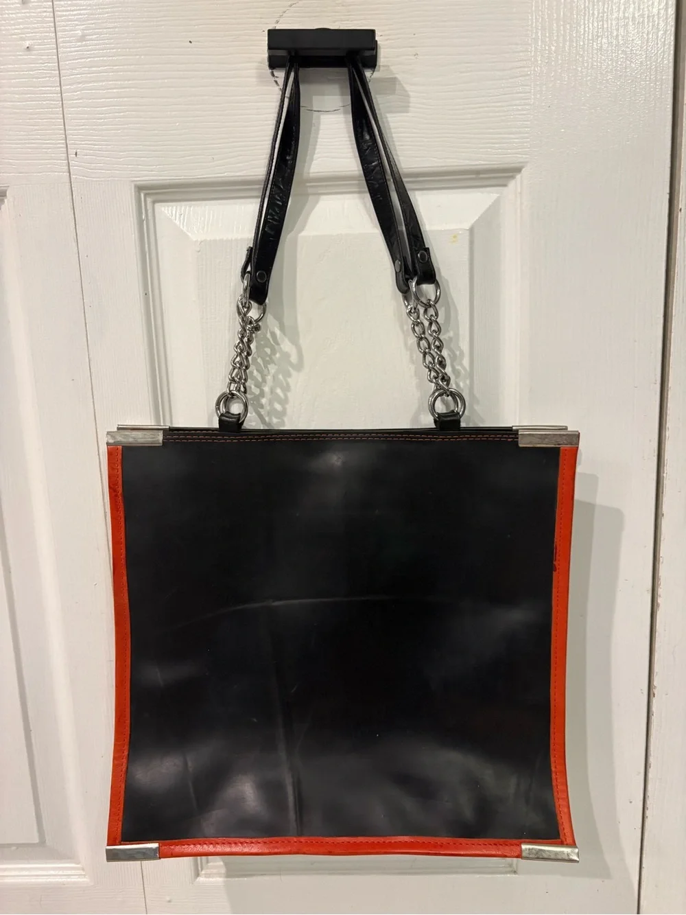 Black and Red Women’s Chain-Handle Tote